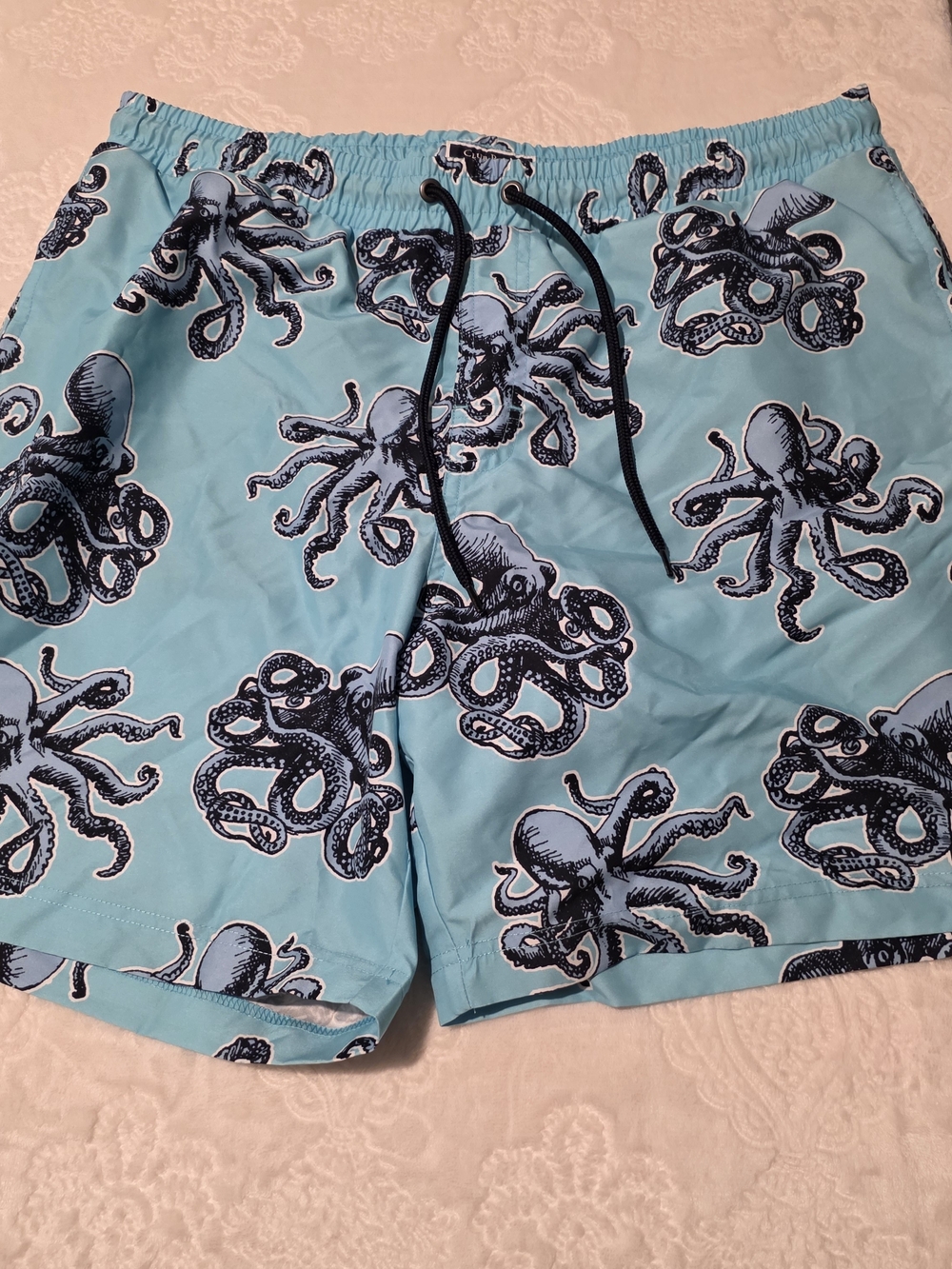 Octopus Print Swim Trunks in Light Blue By Club Room